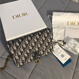 Dior Monogram Crossbody Bag in Black and Gold